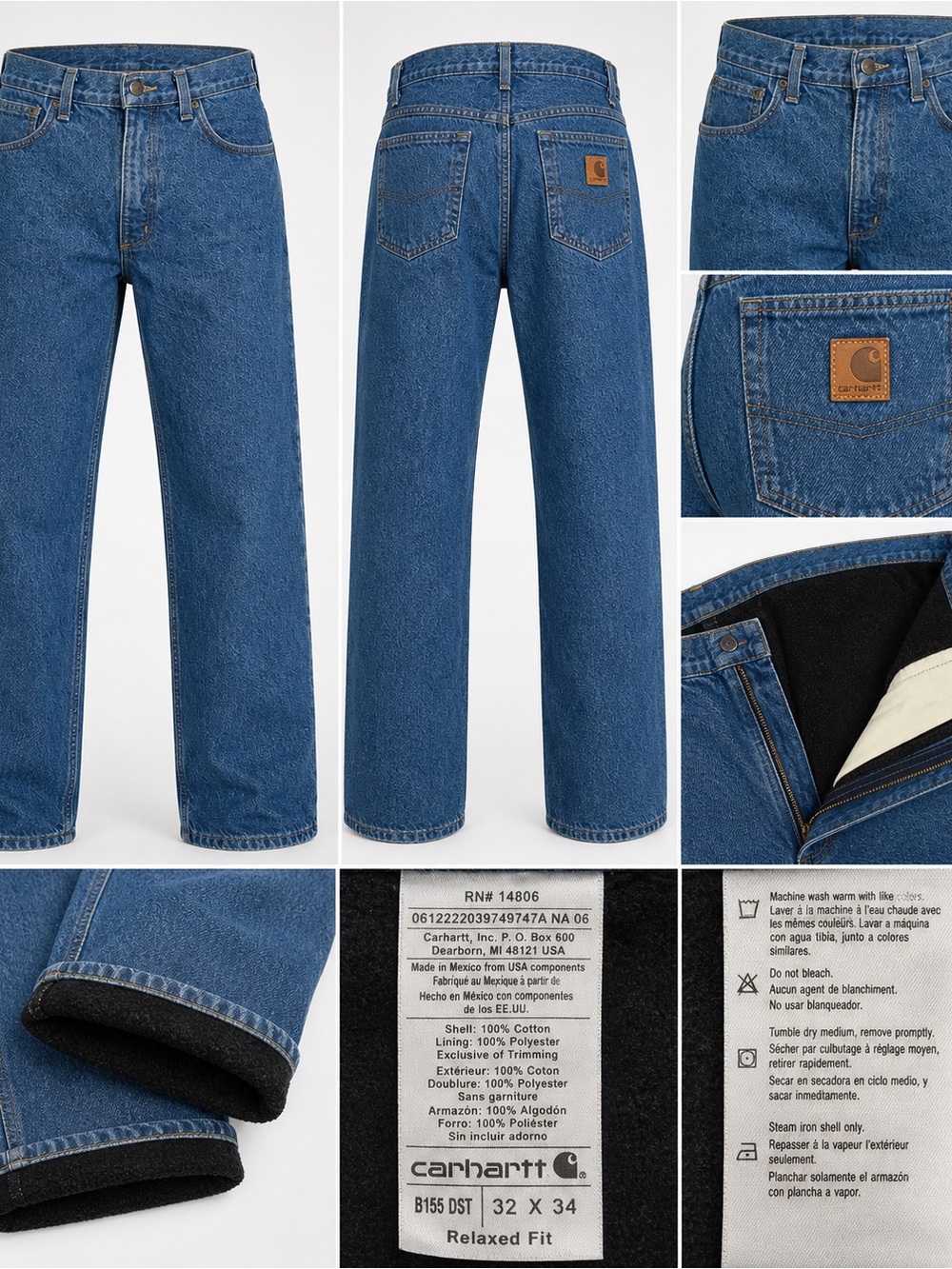 Carhartt B155 Fleece-Lined Relaxed Fit Jeans 32x34